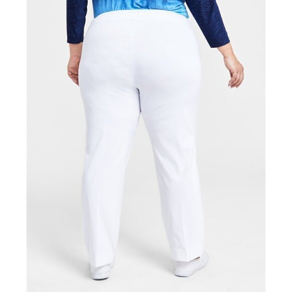JM Collection Plus Size White Stretchy Tummy Control Pull-On Slim-Leg Pants NWT - Picture 4 of 8